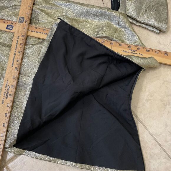 Cache Cocktail Party Blouse women’s Size XL Gold metallic peplum hem Lined - Picture 7 of 9